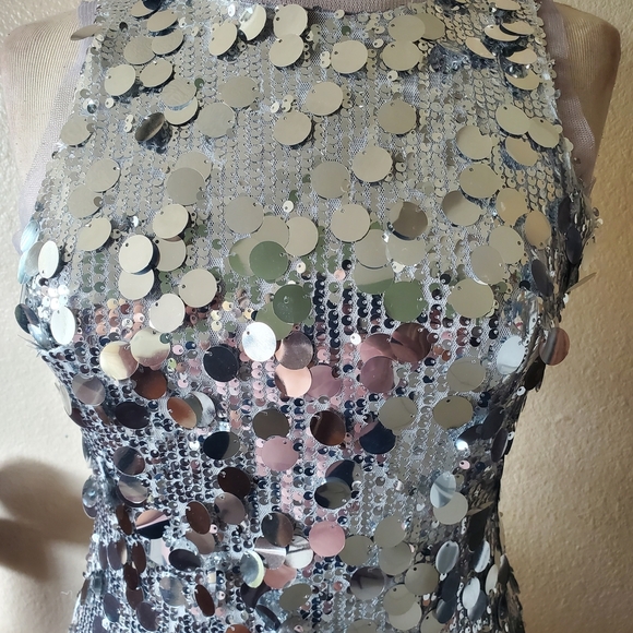 Petal & Pup Silver Sequin Midi Dress - Picture 5 of 14